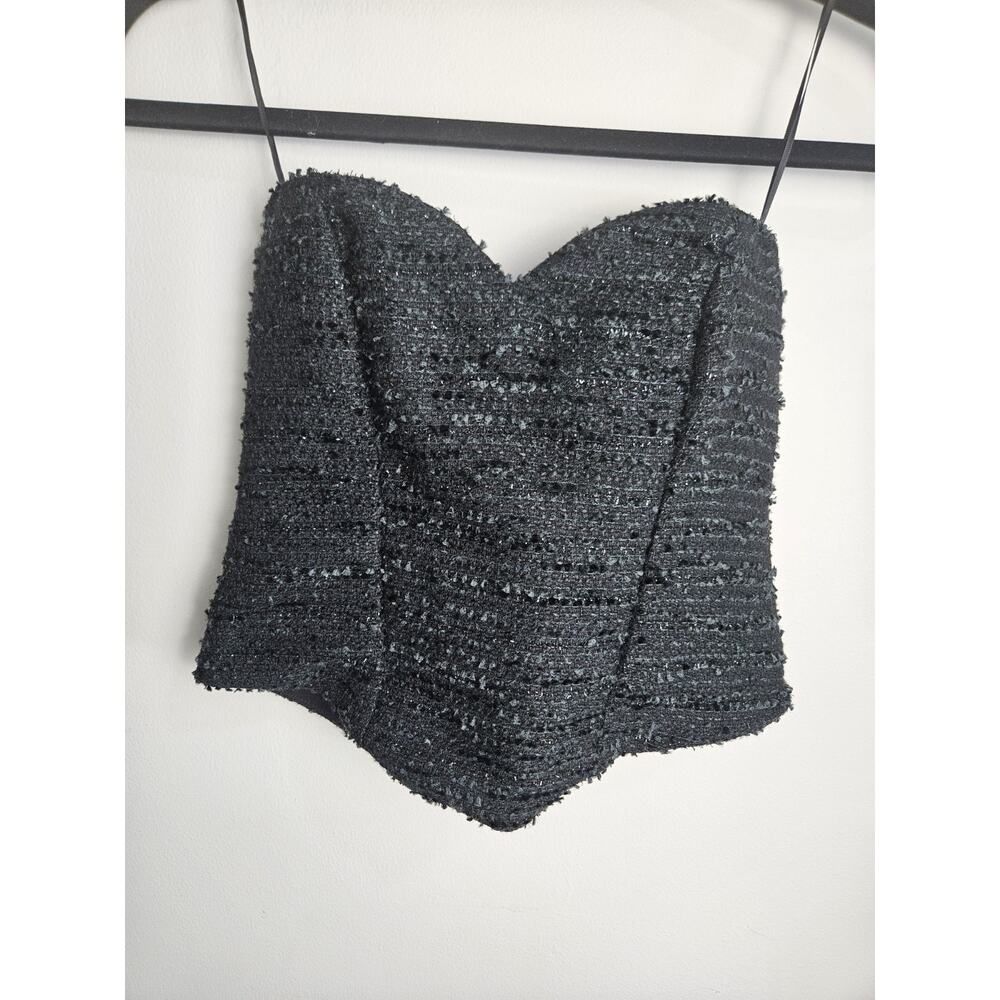 Express Size Small Black Strapless Tweed Sparkles‎ Sweetheart Neck Shimmers